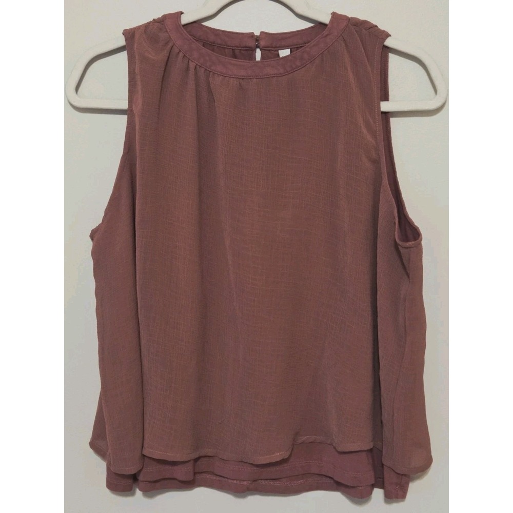 Gentle Fawn Sleeveless Mauve Blouse Layered Chiffon Tank Top Pink Small